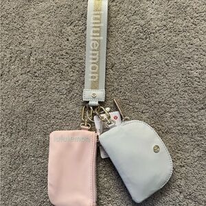 Lululemon Pink and White Dual Pouch Wristlet